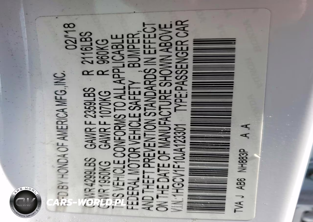 2018 Honda Accord Lx VIN:1HGCV1F10JA123301 - 12