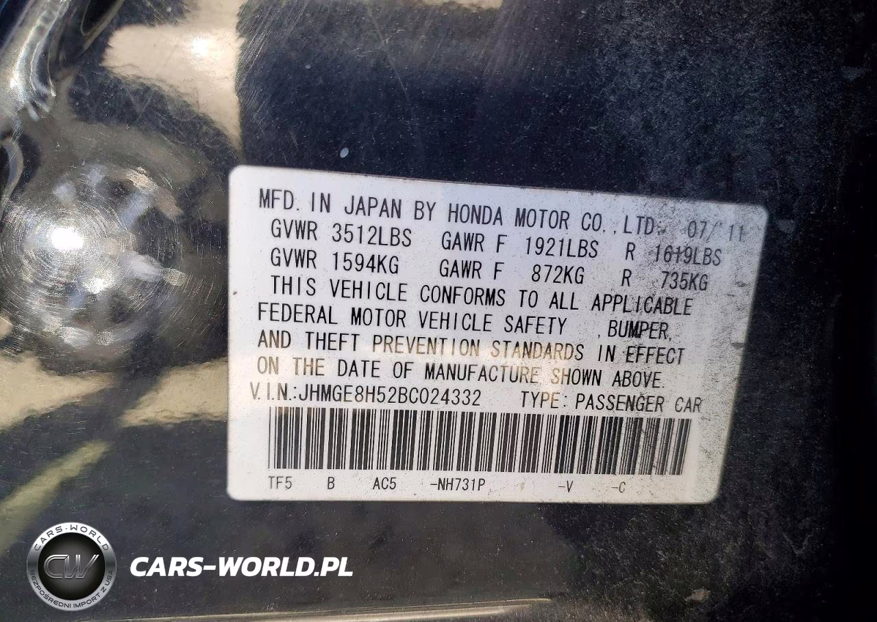 2011 Honda Fit Sport VIN:JHMGE8H52BC024332 - 12