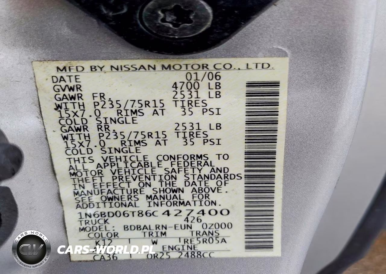 2006 Nissan Frontier King Cab Xe VIN:1N6BD06T86C427400 - 13