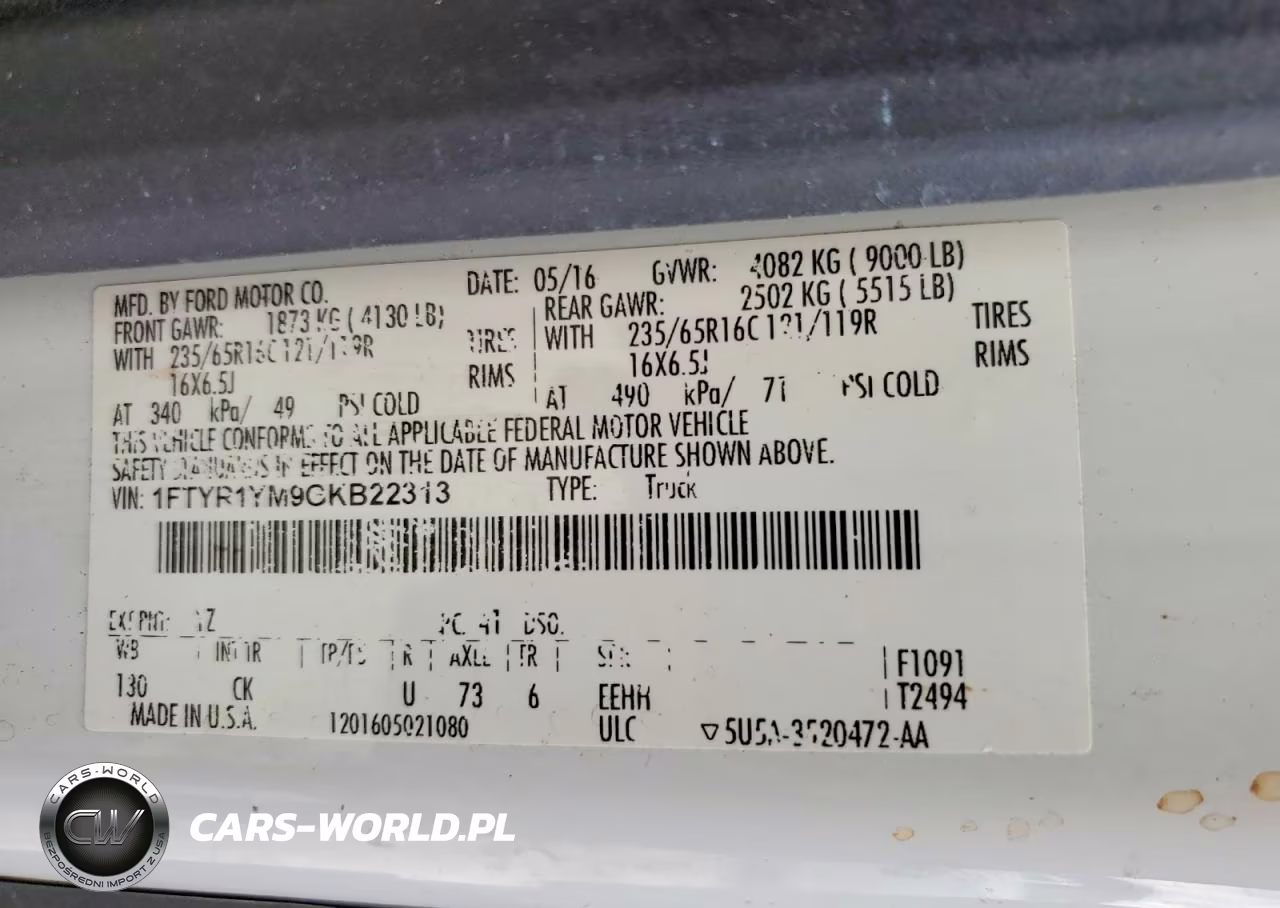2016 Ford Transit T-250 VIN:1FTYR1YM9GKB22313 - 13