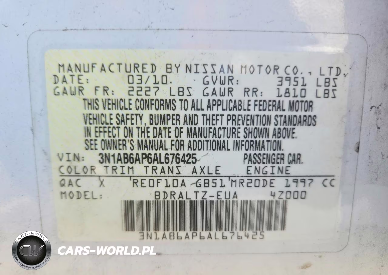 2010 Nissan Sentra 2.0 VIN:3N1AB6AP6AL676425 - 12