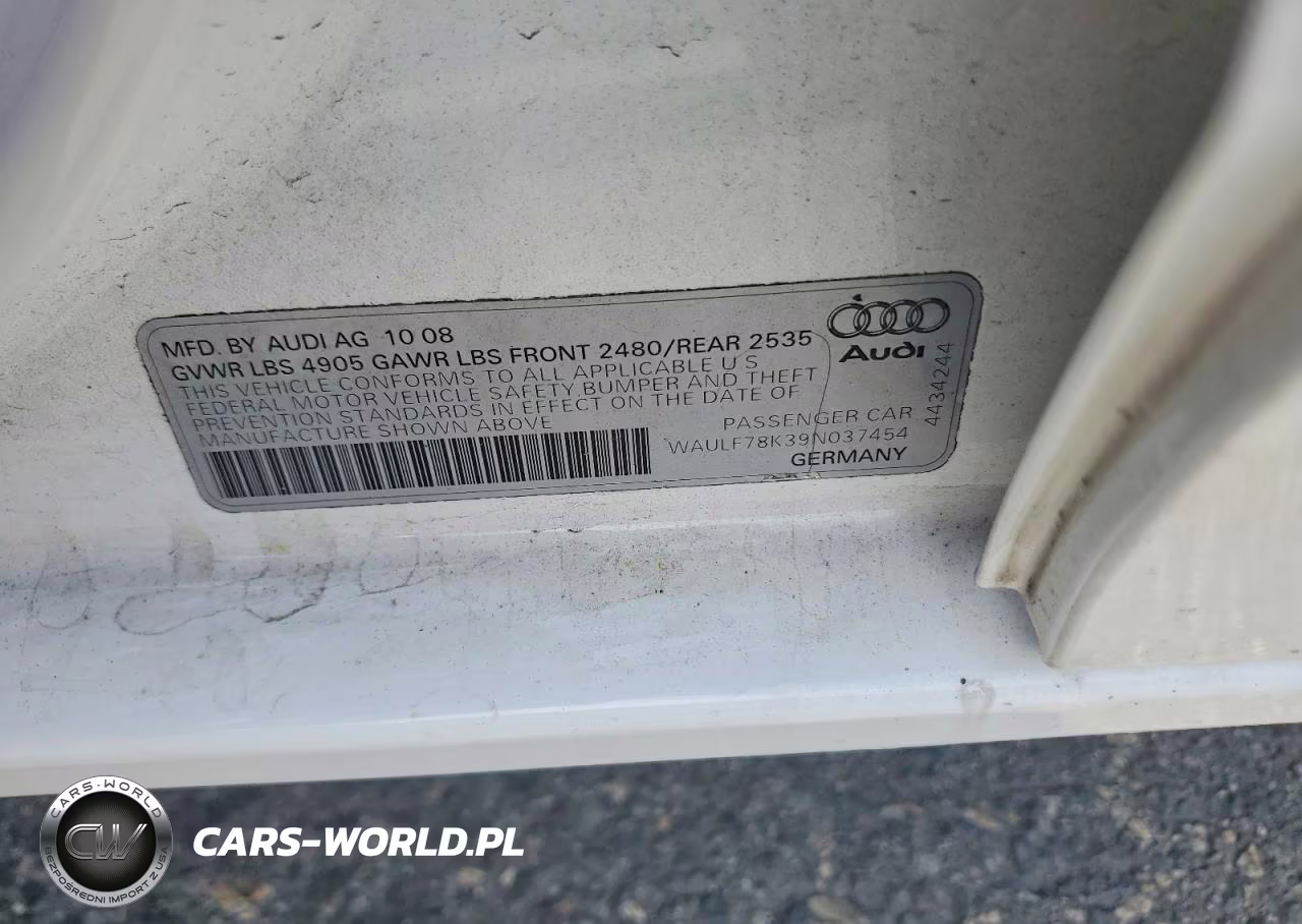 2009 Audi A4 2.0T Quattro VIN:WAULF78K39N037454 - 12