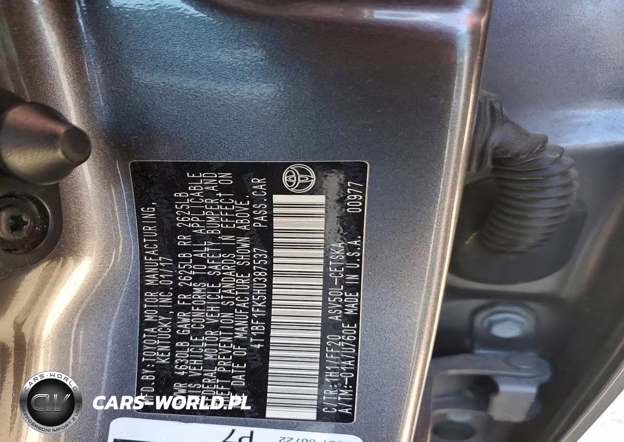 2017 Toyota Camry Se VIN:4T1BF1FK5HU387537 - 12