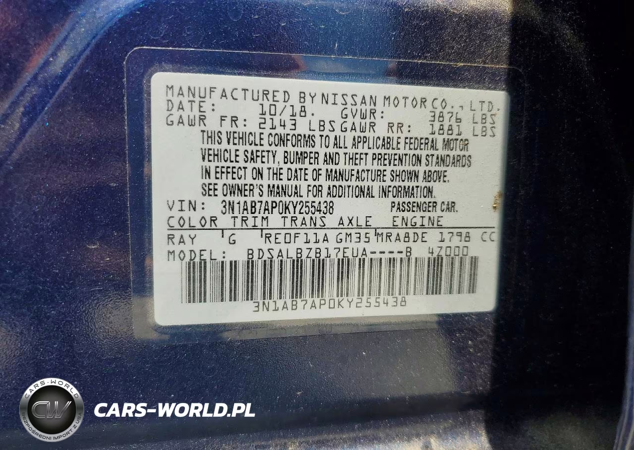 2019 Nissan Sentra S VIN:3N1AB7AP0KY255438 - 13