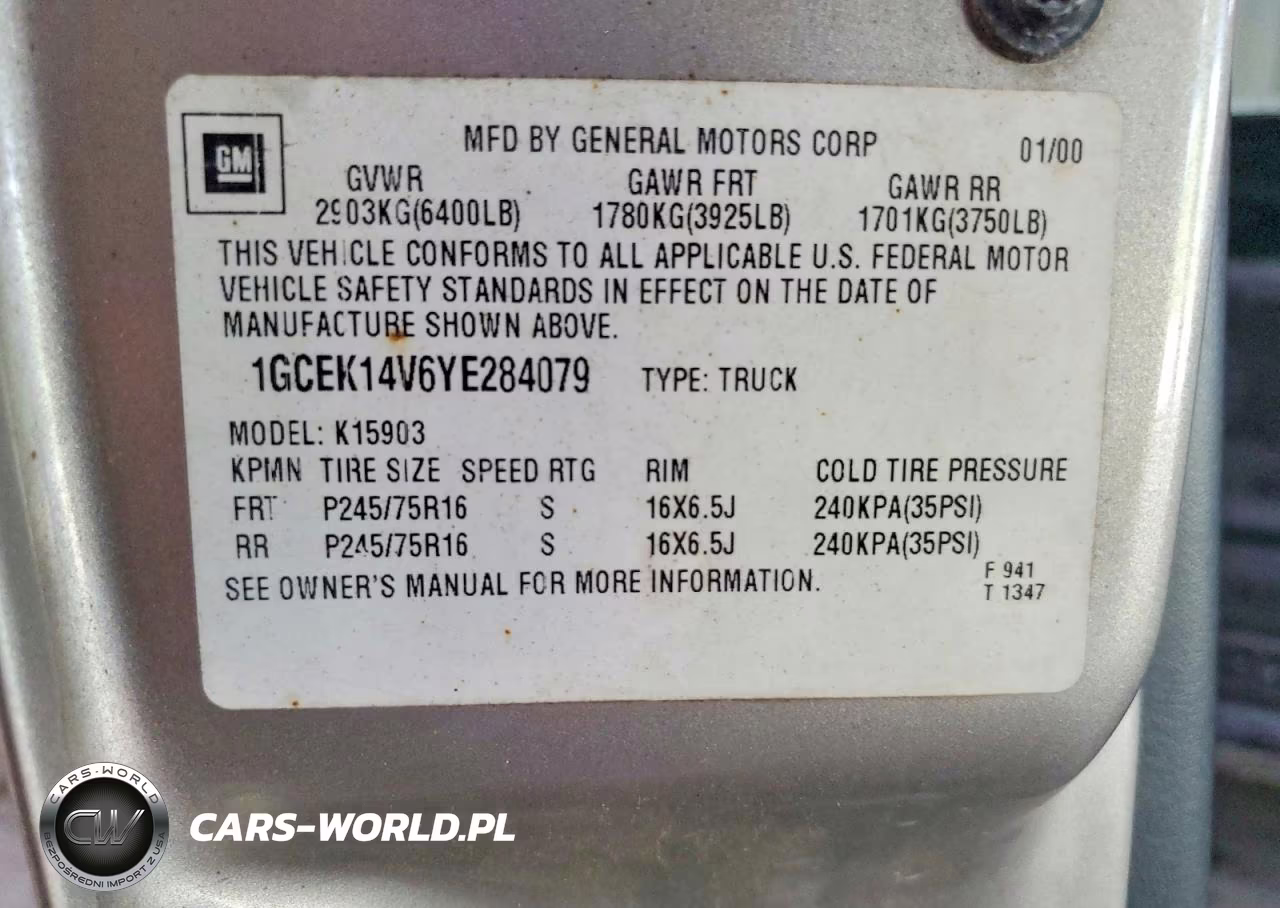 2000 Chevrolet Silverado K1500 VIN:1GCEK14V6YE284079 - 12