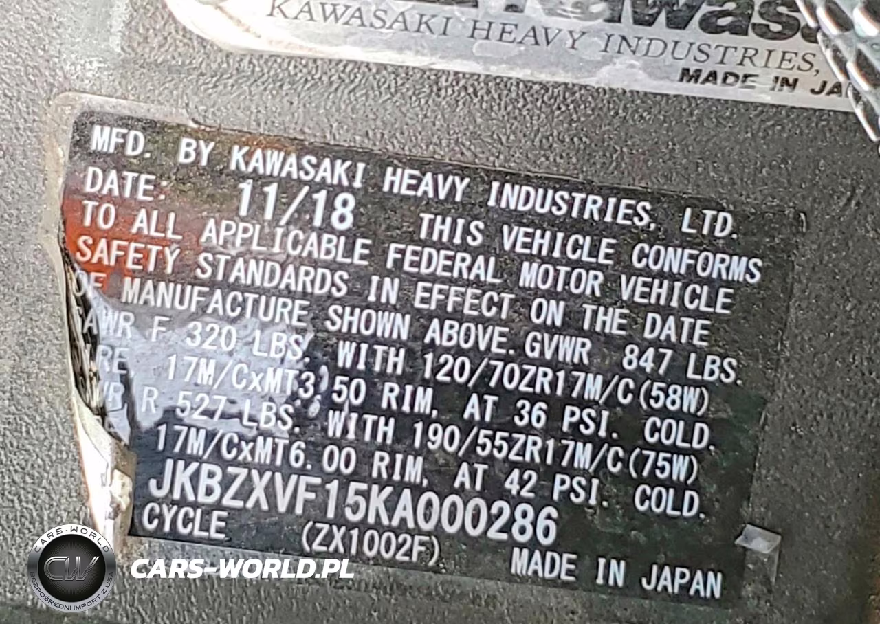 2019 Kawasaki Zx1002 VIN:JKBZXVF15KA000286 - 9