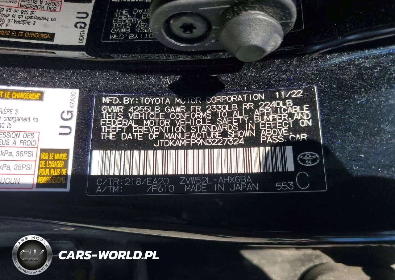 2022 Toyota Prius Prime Xle VIN:JTDKAMFP9N3227324 - 12