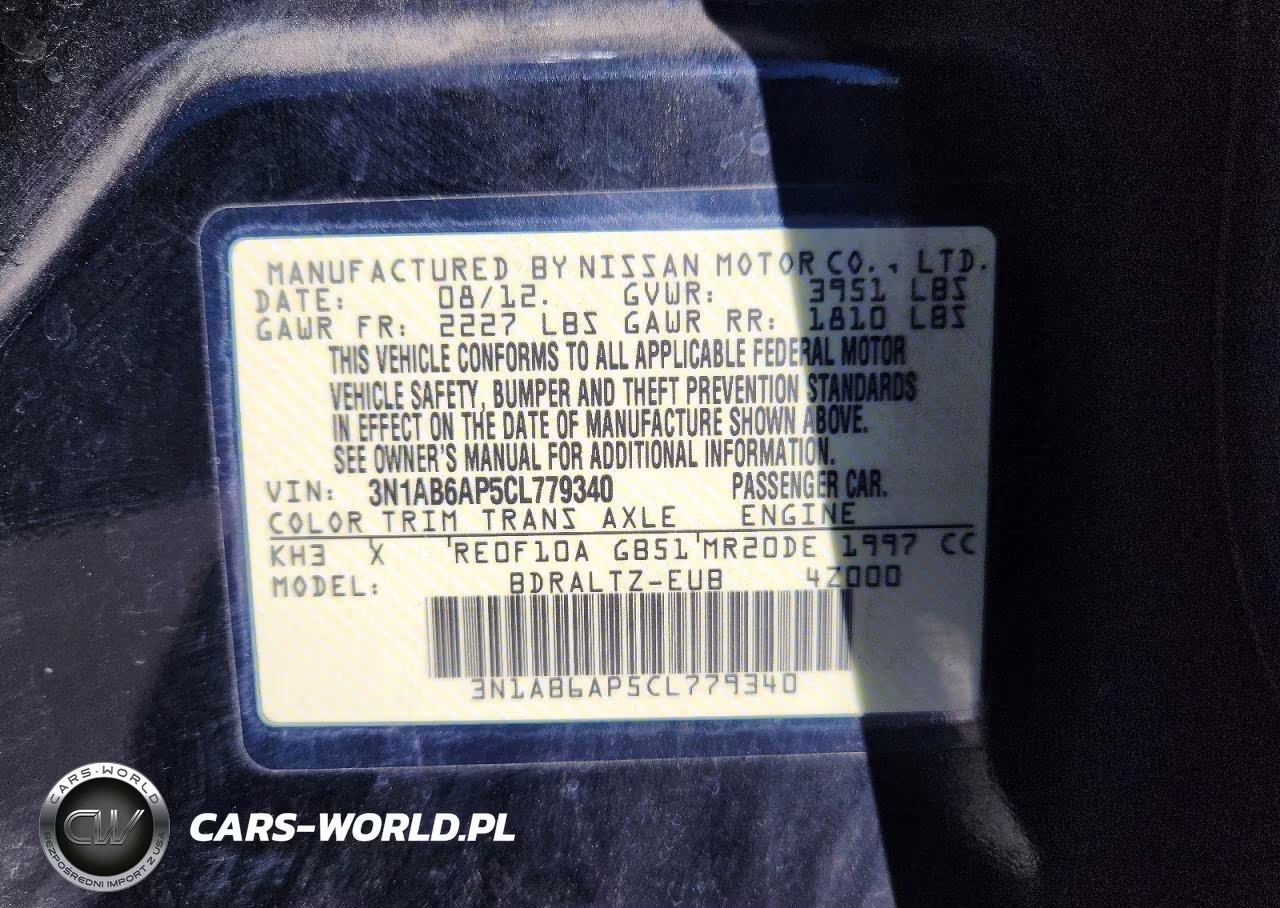 2012 Nissan Sentra 2.0 VIN:3N1AB6AP5CL779340 - 12
