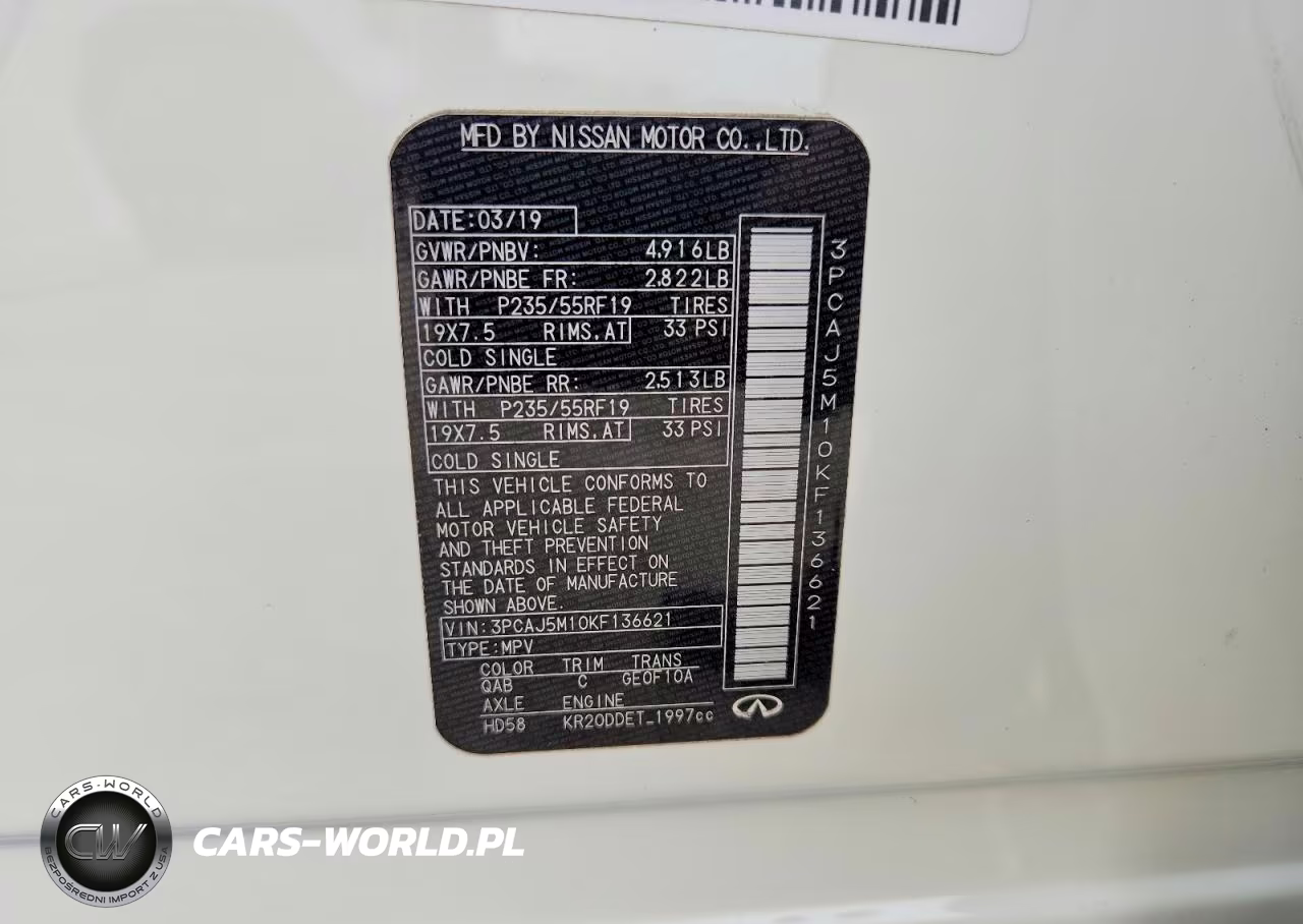 2019 Infiniti Qx50 Luxe VIN:3PCAJ5M10KF136621 - 14