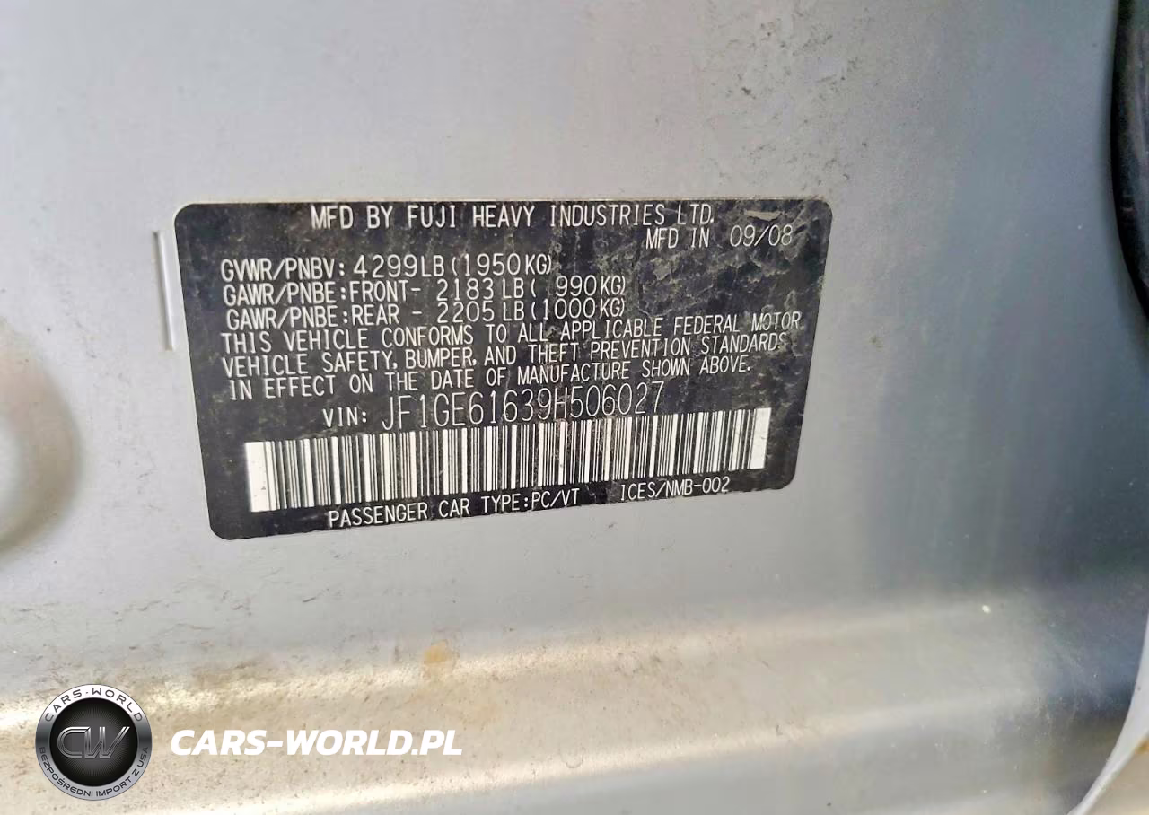 2009 Subaru Impreza 2.5I VIN:JF1GE61639H506027 - 12