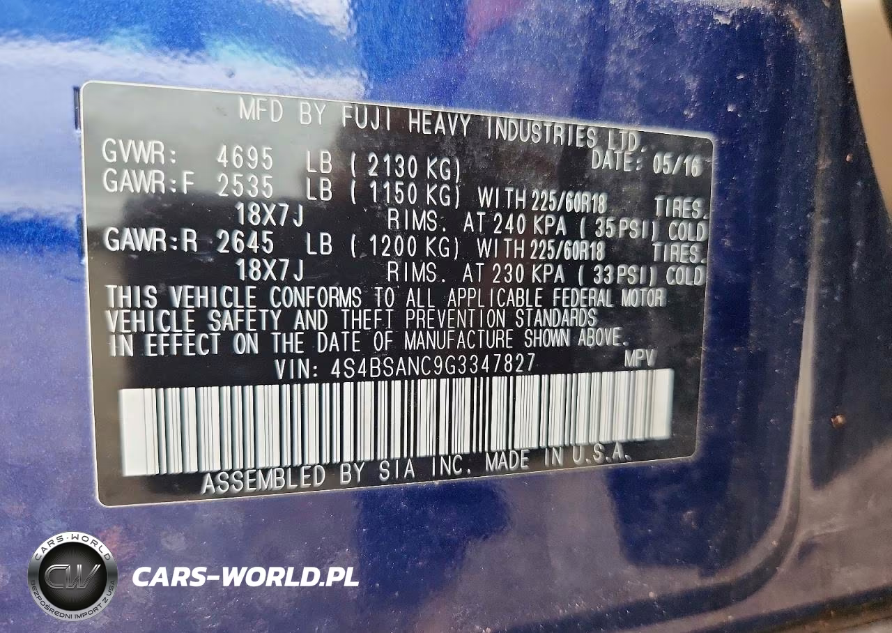 2016 Subaru Outback 2.5I Limited VIN:4S4BSANC9G3347827 - 12