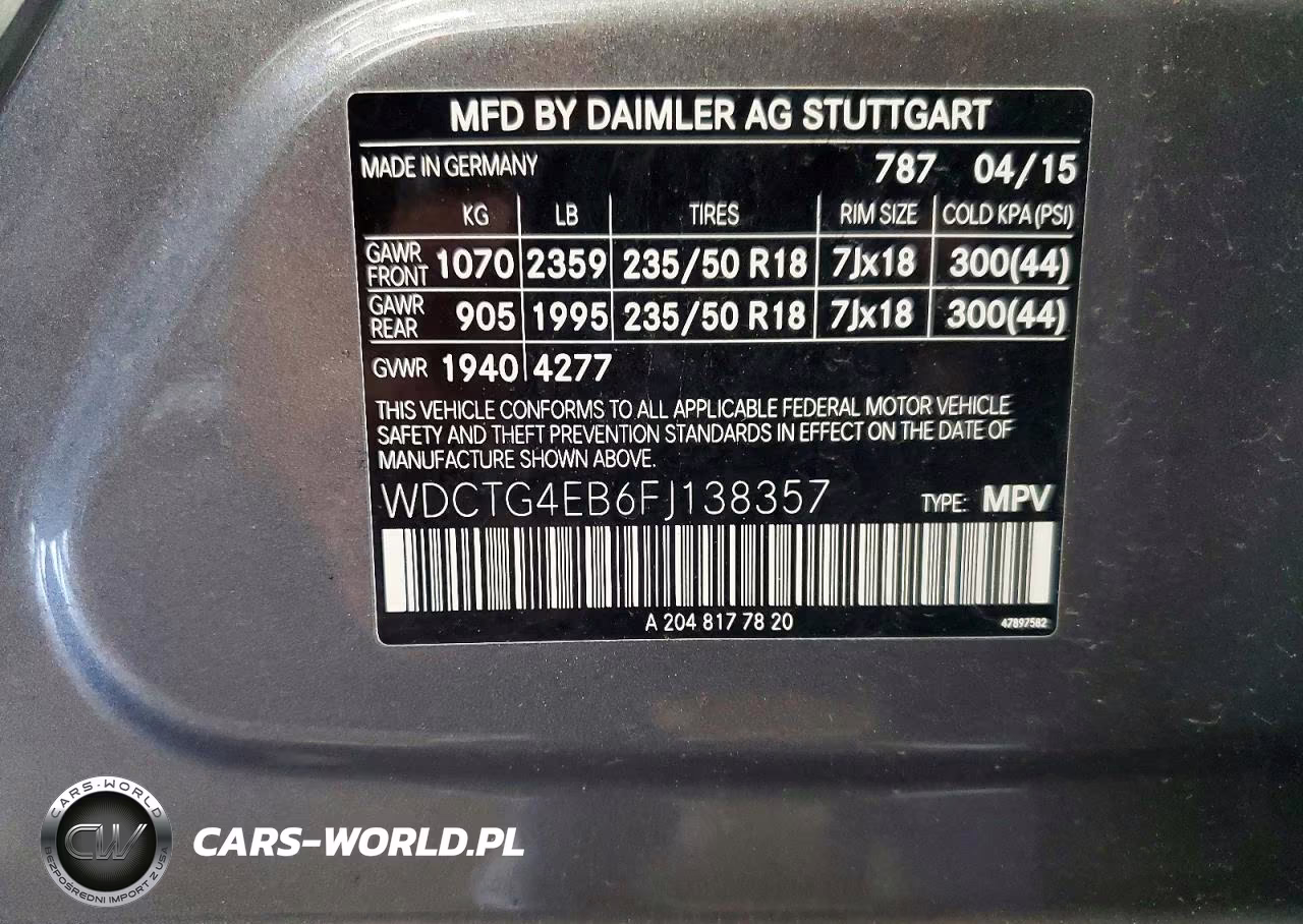 2015 Mercedes-Benz Gla 250 VIN:WDCTG4EB6FJ138357 - 13