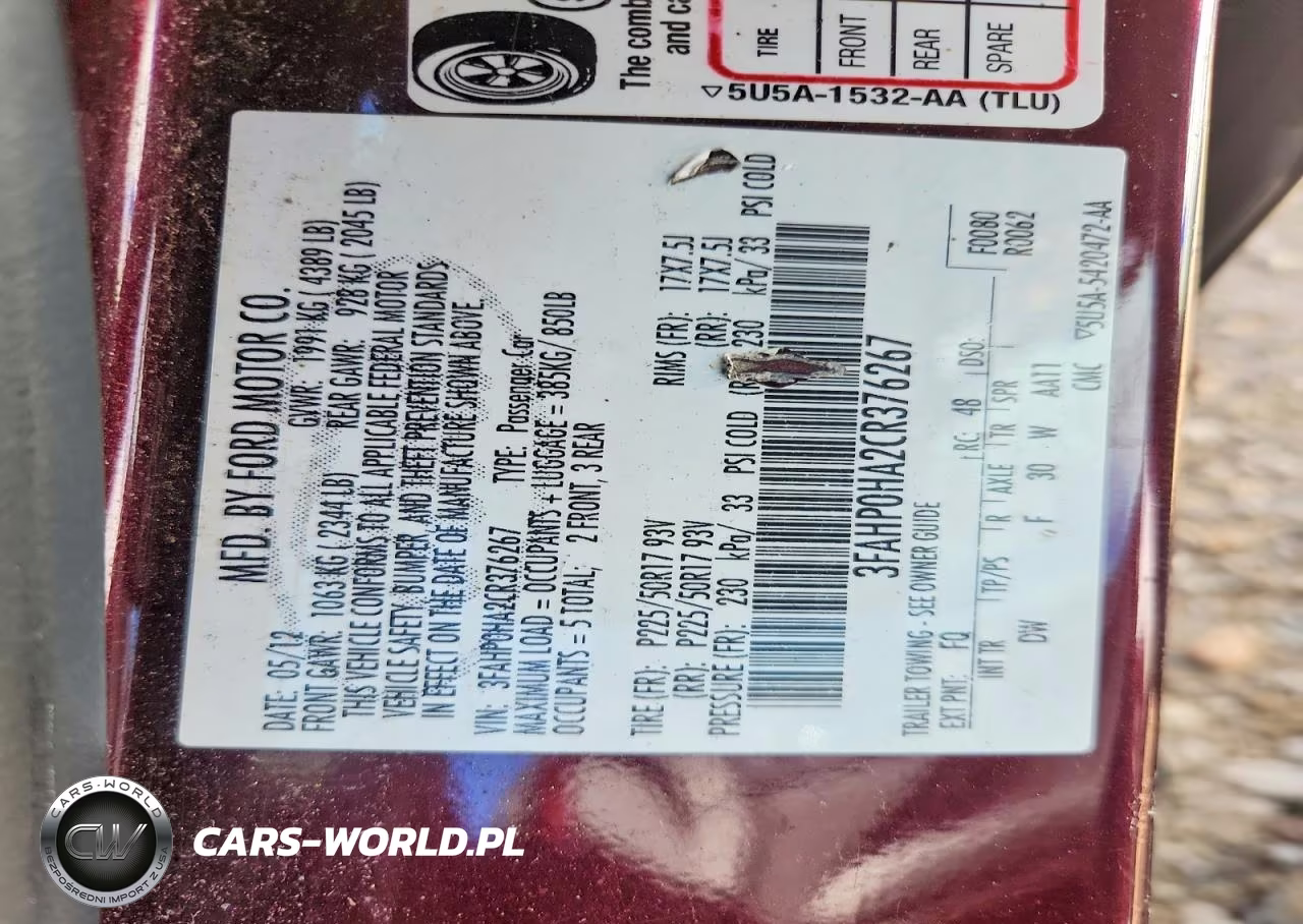 2012 Ford Fusion Se VIN:3FAHP0HA2CR376267 - 12
