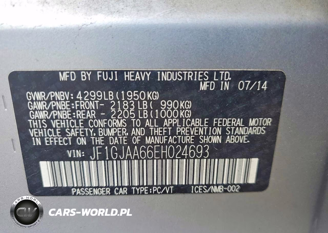 2014 Subaru Impreza VIN:JF1GJAA66EH024693 - 12