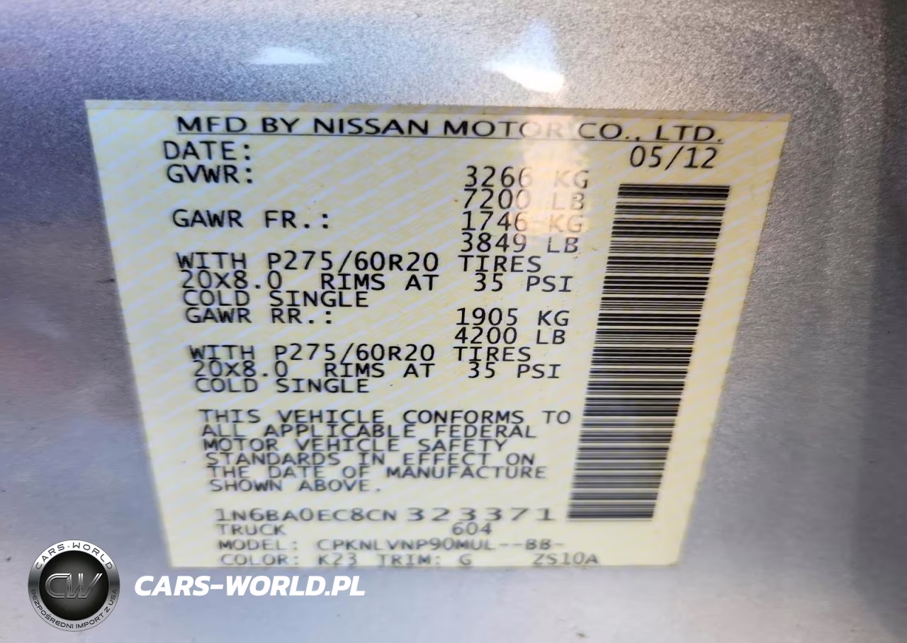 2012 Nissan Titan Sv VIN:1N6BA0EC8CN323371 - 13