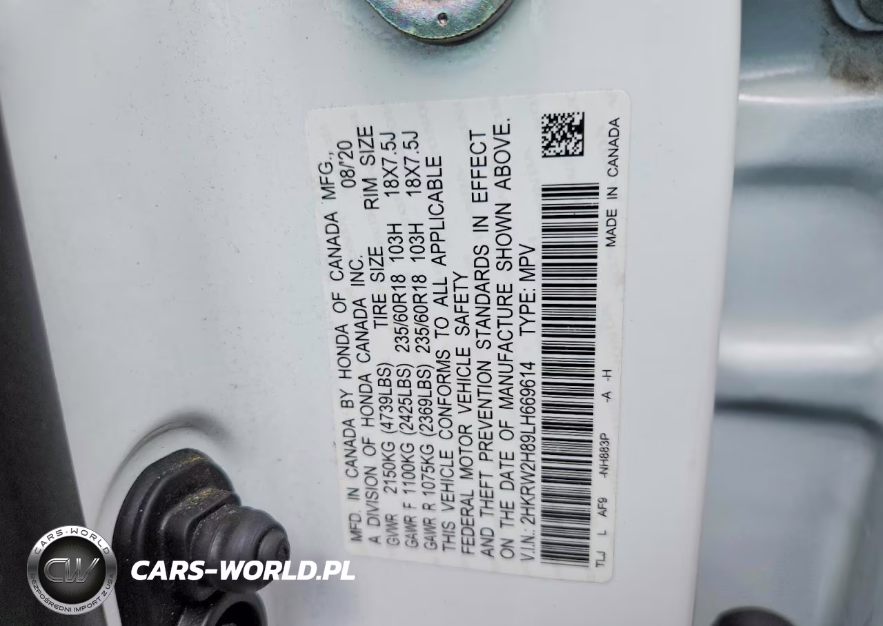 2020 Honda Cr-V Exl VIN:2HKRW2H89LH669614 - 14