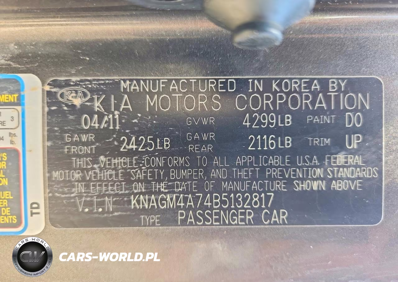 2011 Kia Optima Lx VIN:KNAGM4A74B5132817 - 12