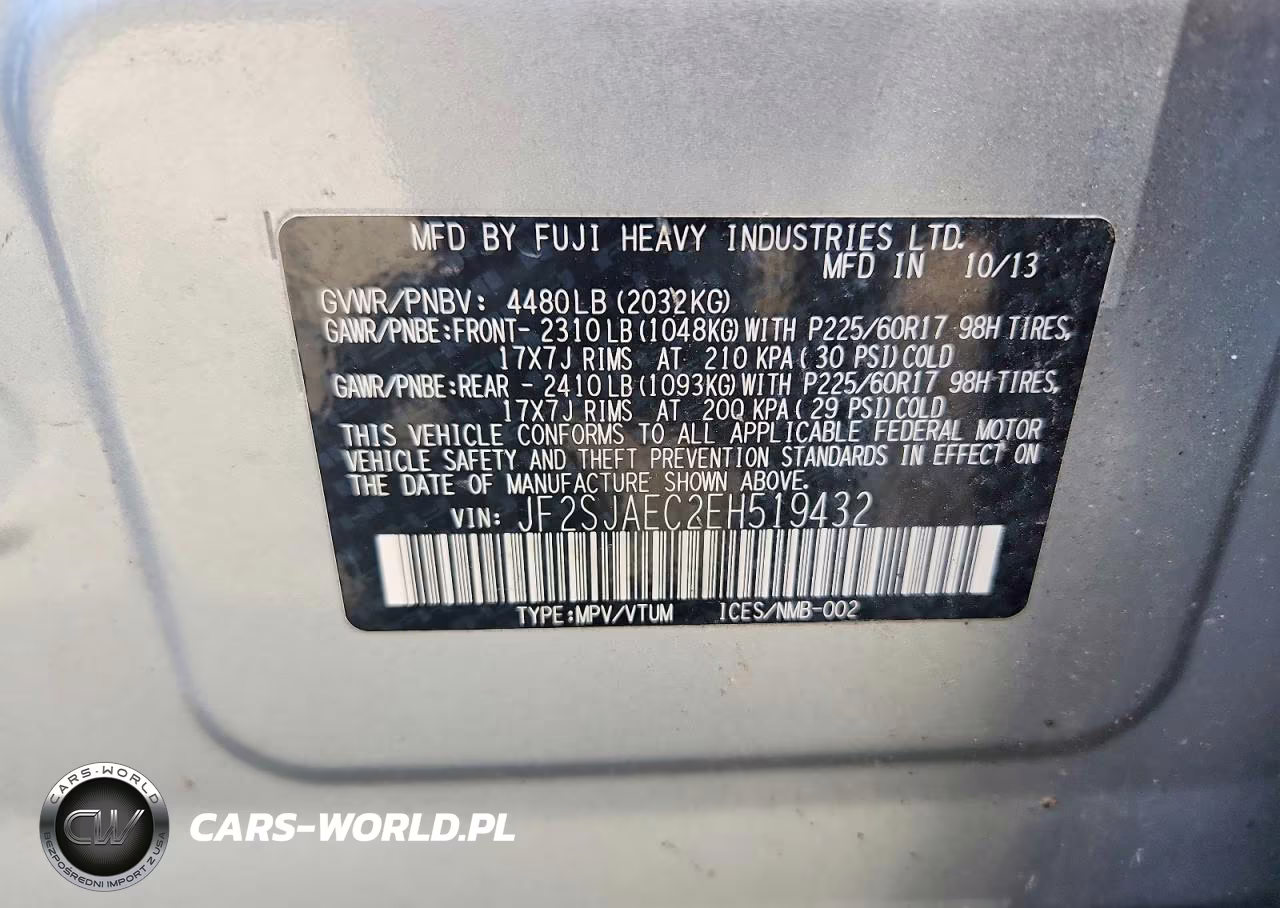 2014 Subaru Forester 2.5I Premium VIN:JF2SJAEC2EH519432 - 13