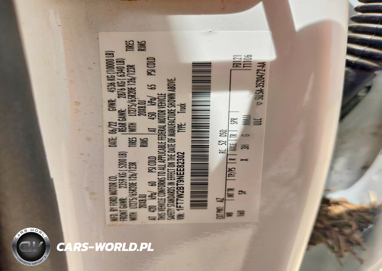 2022 Ford F250 Super Duty VIN:1FT7W2BT9NEE82302 - 12