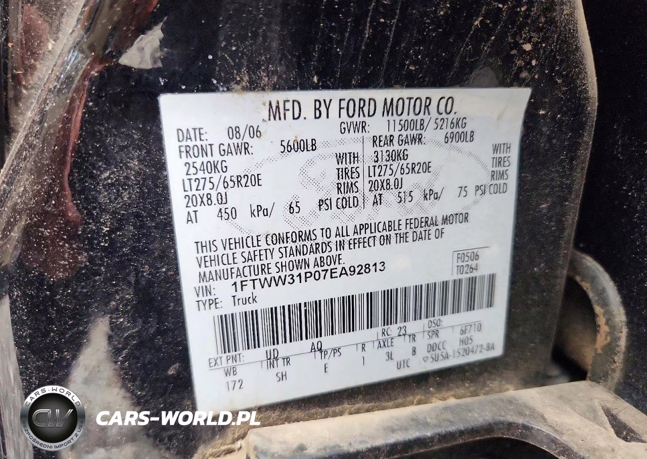 2007 Ford F350 Srw Super Duty VIN:1FTWW31P07EA92813 - 12