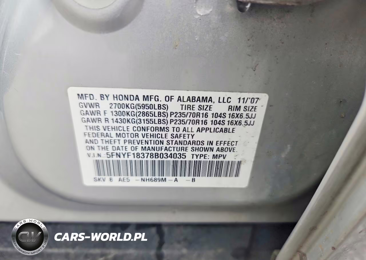 2008 Honda Pilot Se VIN:5FNYF18378B034035 - 13