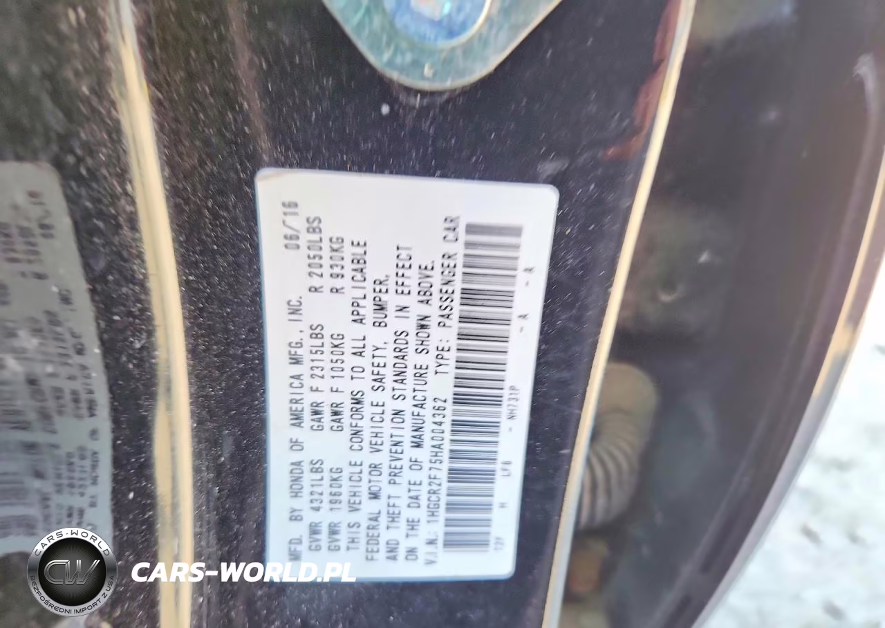 2017 Honda Accord Ex VIN:1HGCR2F75HA004362 - 12