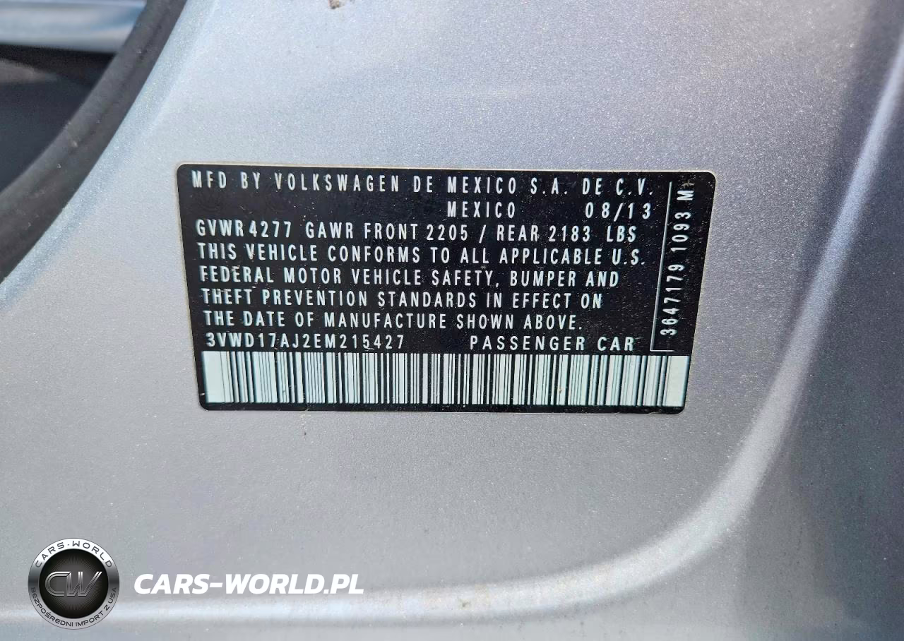 2014 Volkswagen Jetta Se VIN:3VWD17AJ2EM215427 - 12