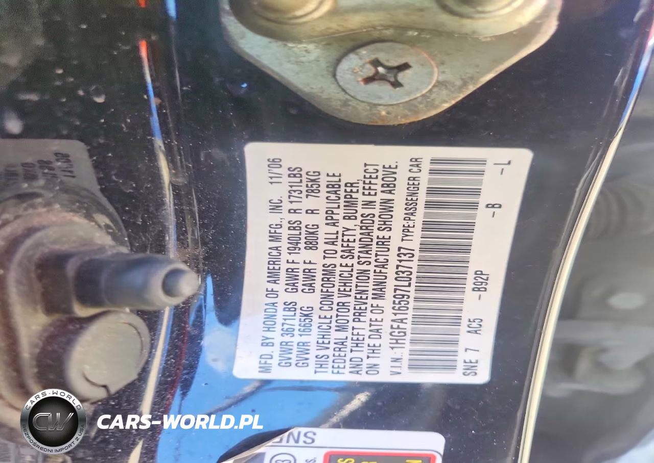 2007 Honda Civic Lx VIN:1HGFA16597L037137 - 12