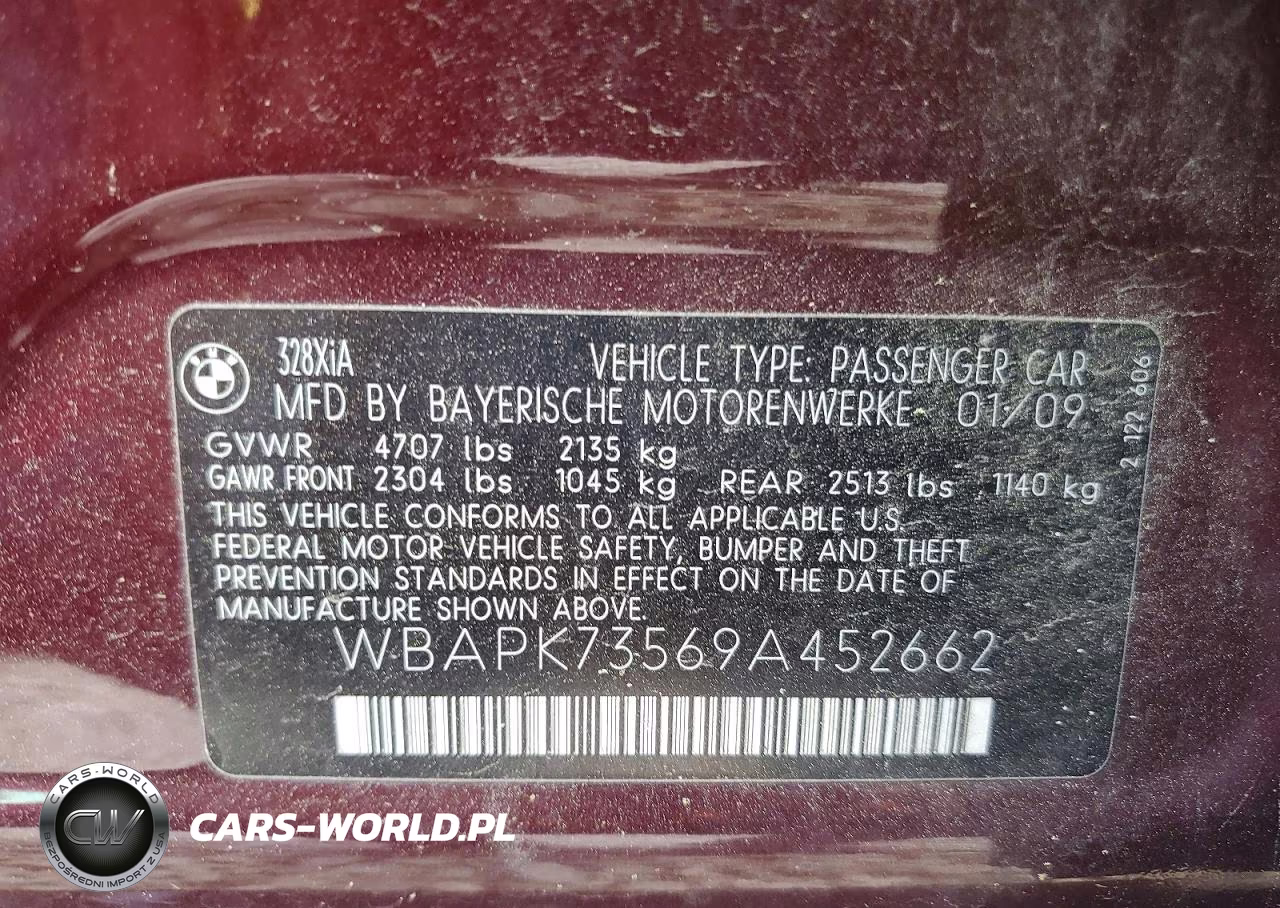 2009 BMW 328 Xi VIN:WBAPK73569A452662 - 12