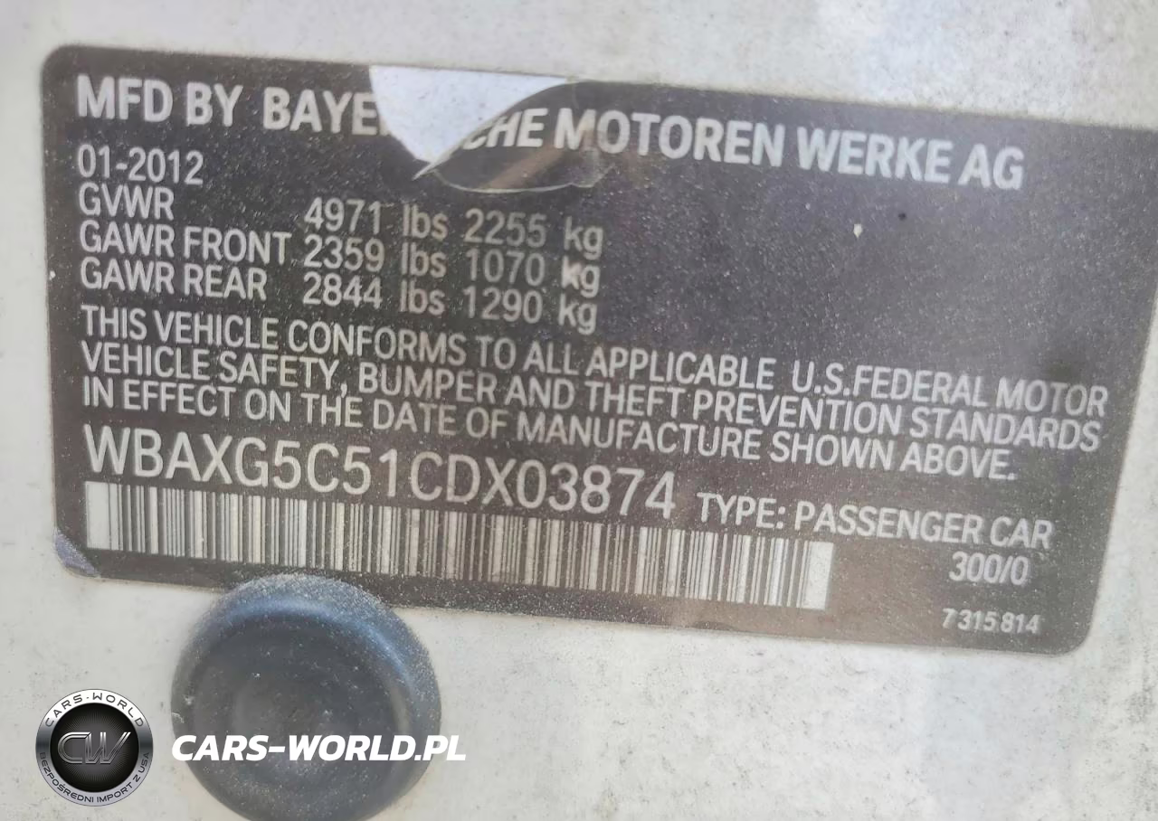 2012 BMW 528 I VIN:WBAXG5C51CDX03874 - 12