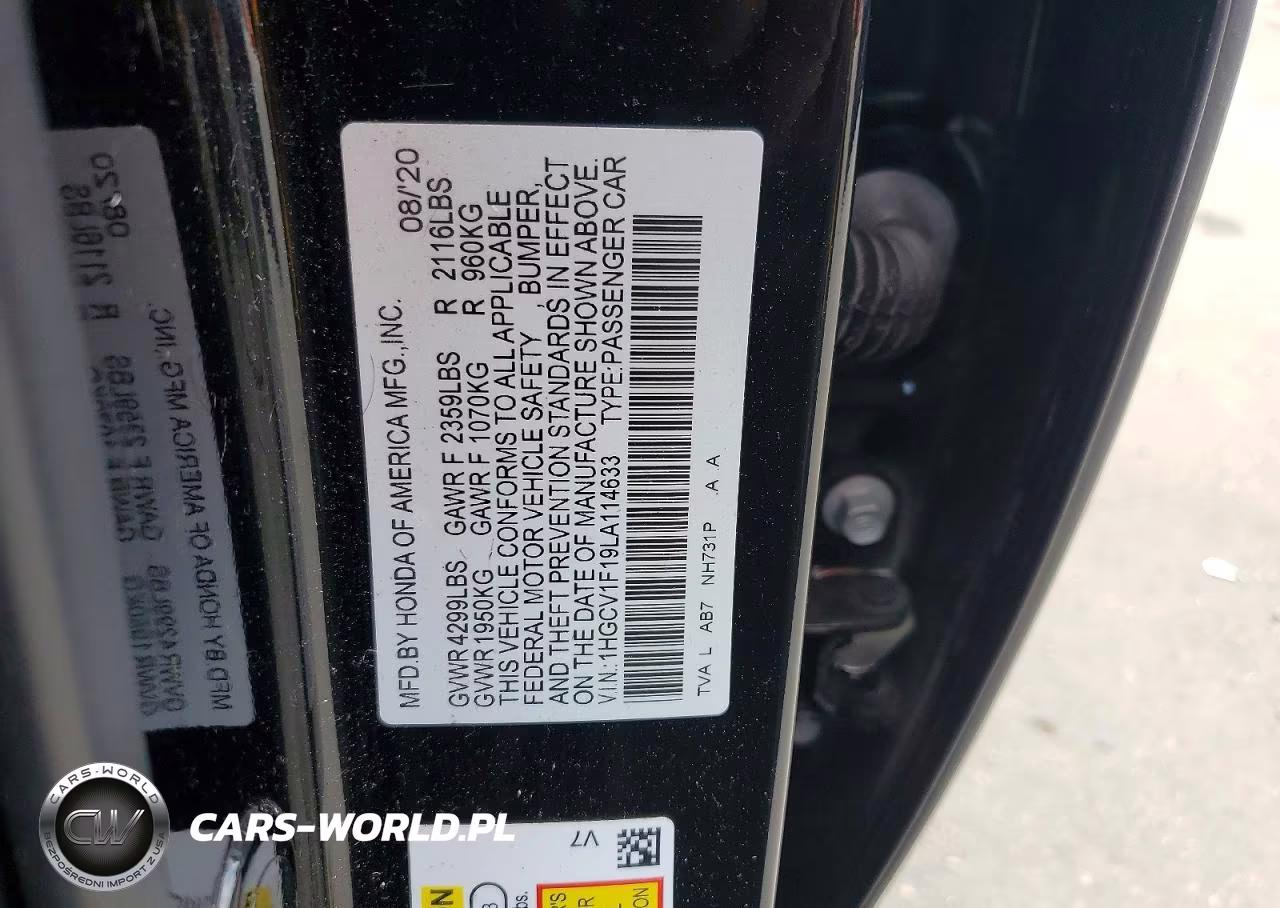 2020 Honda Accord Lx VIN:1HGCV1F19LA114633 - 12
