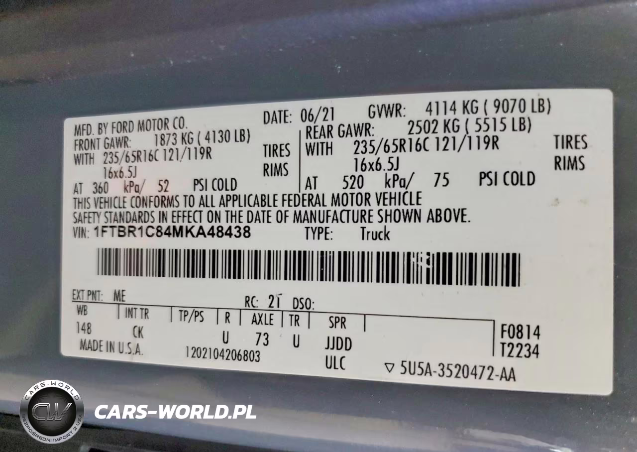 2021 Ford Transit T-250 VIN:1FTBR1C84MKA48438 - 13