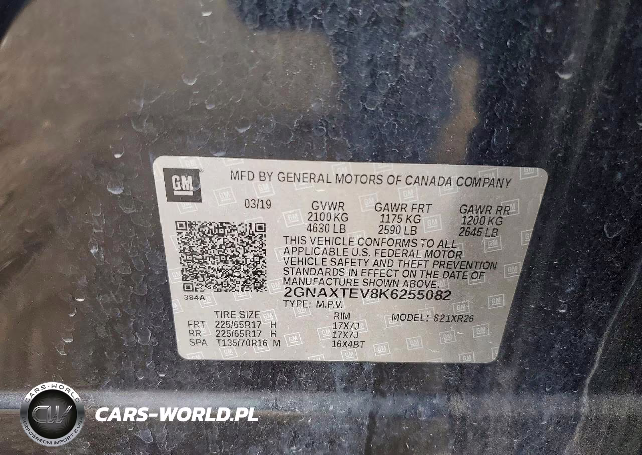 2019 Chevrolet Equinox Lt VIN:2GNAXTEV8K6255082 - 13