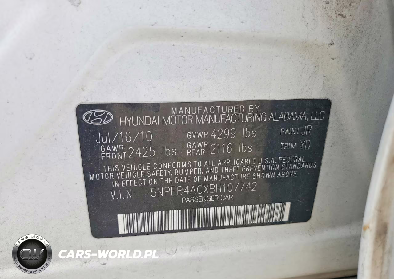 2011 Hyundai Sonata Gls VIN:5NPEB4ACXBH107742 - 13
