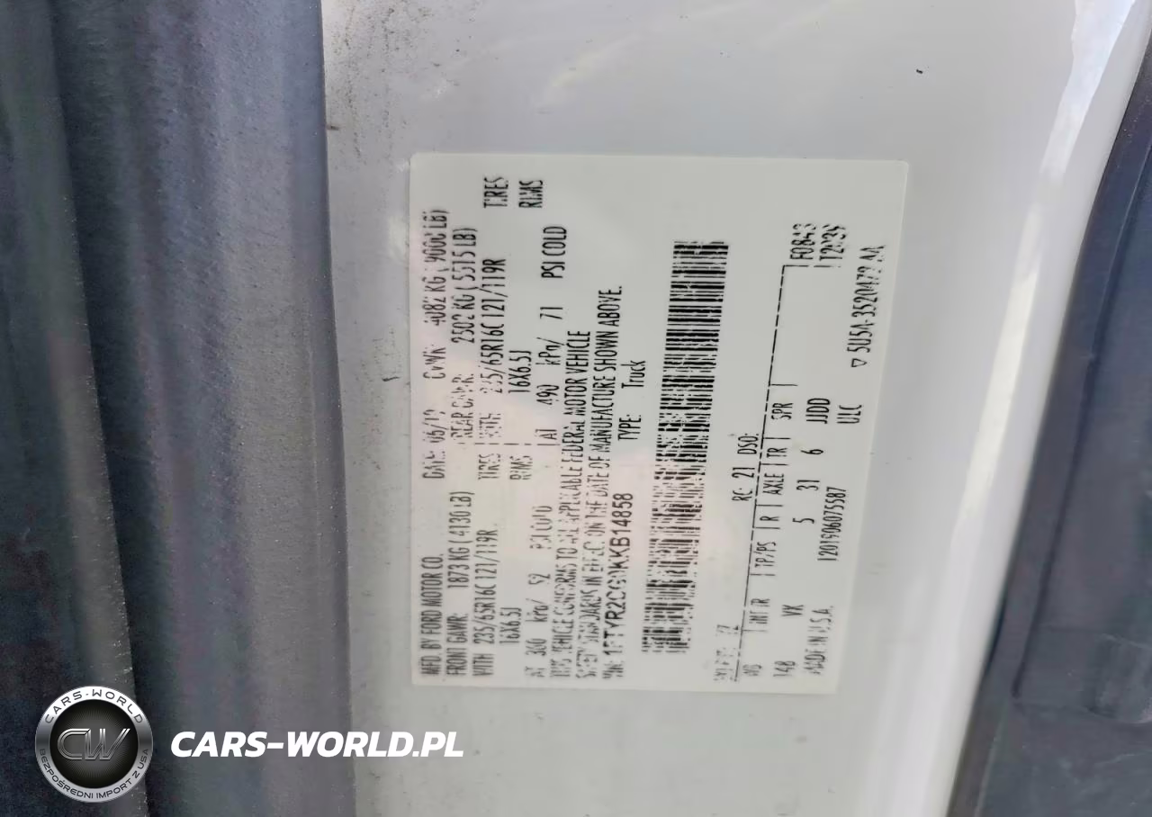 2019 Ford Transit T-250 VIN:1FTYR2CG0KKB14858 - 13