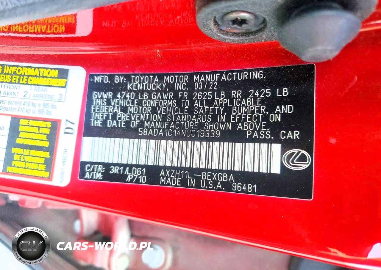 2022 Lexus Es 300H Base VIN:58ADA1C14NU019339 - 12