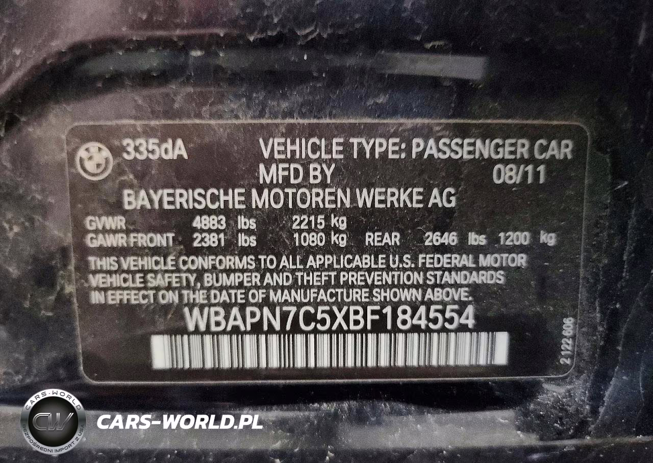 2011 BMW 335 D VIN:WBAPN7C5XBF184554 - 12
