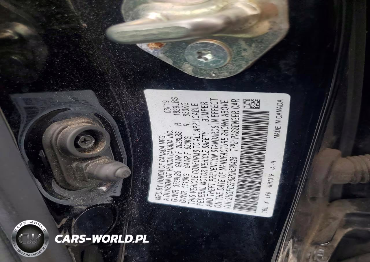 2019 Honda Civic Lx VIN:2HGFC2F68KH590425 - 11