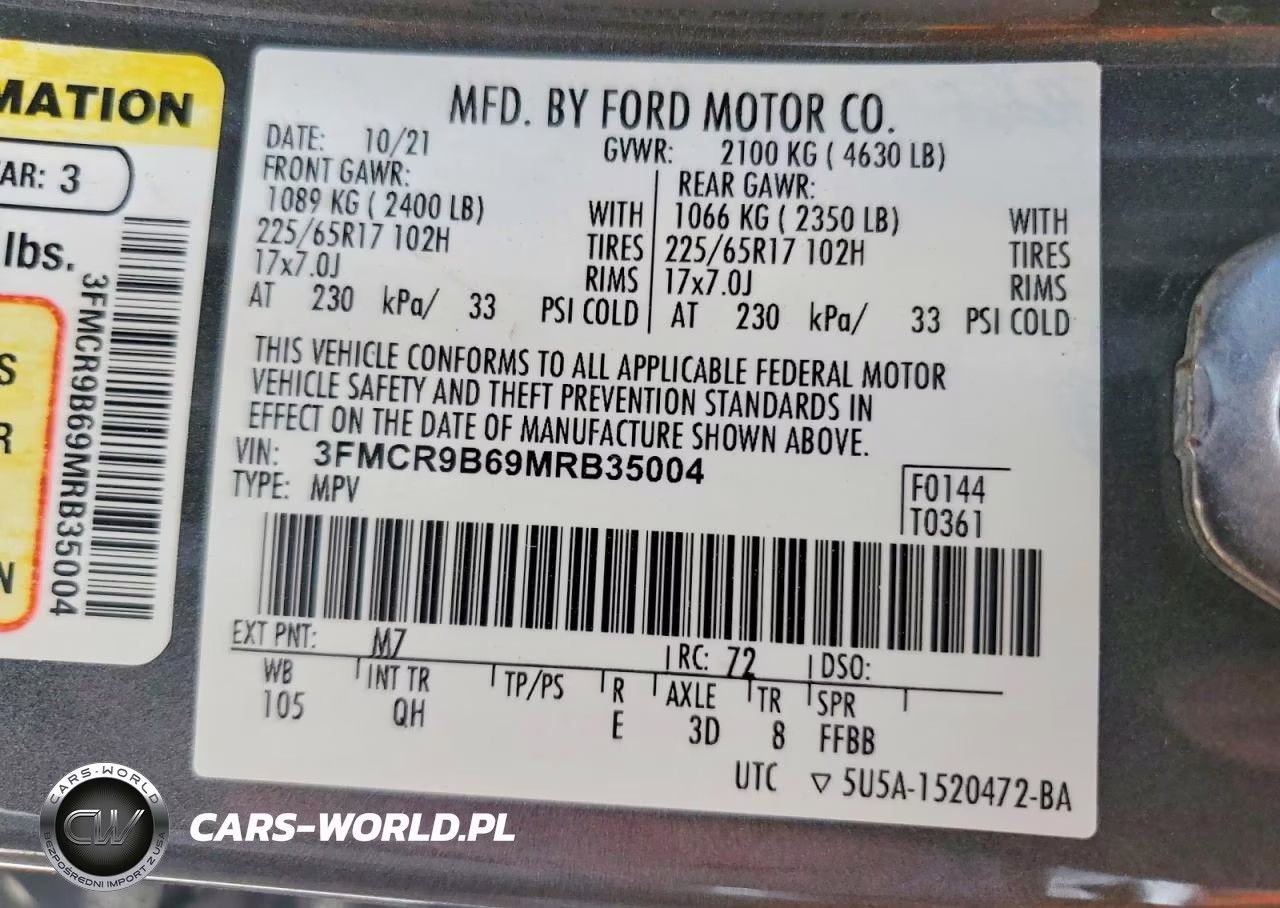 2021 Ford Bronco Sport Big Bend VIN:3FMCR9B69MRB35004 - 13