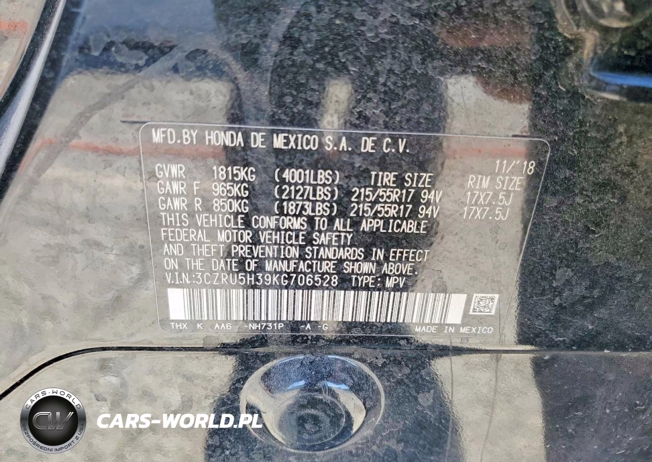 2019 Honda Hr-V Lx VIN:3CZRU5H39KG706528 - 13