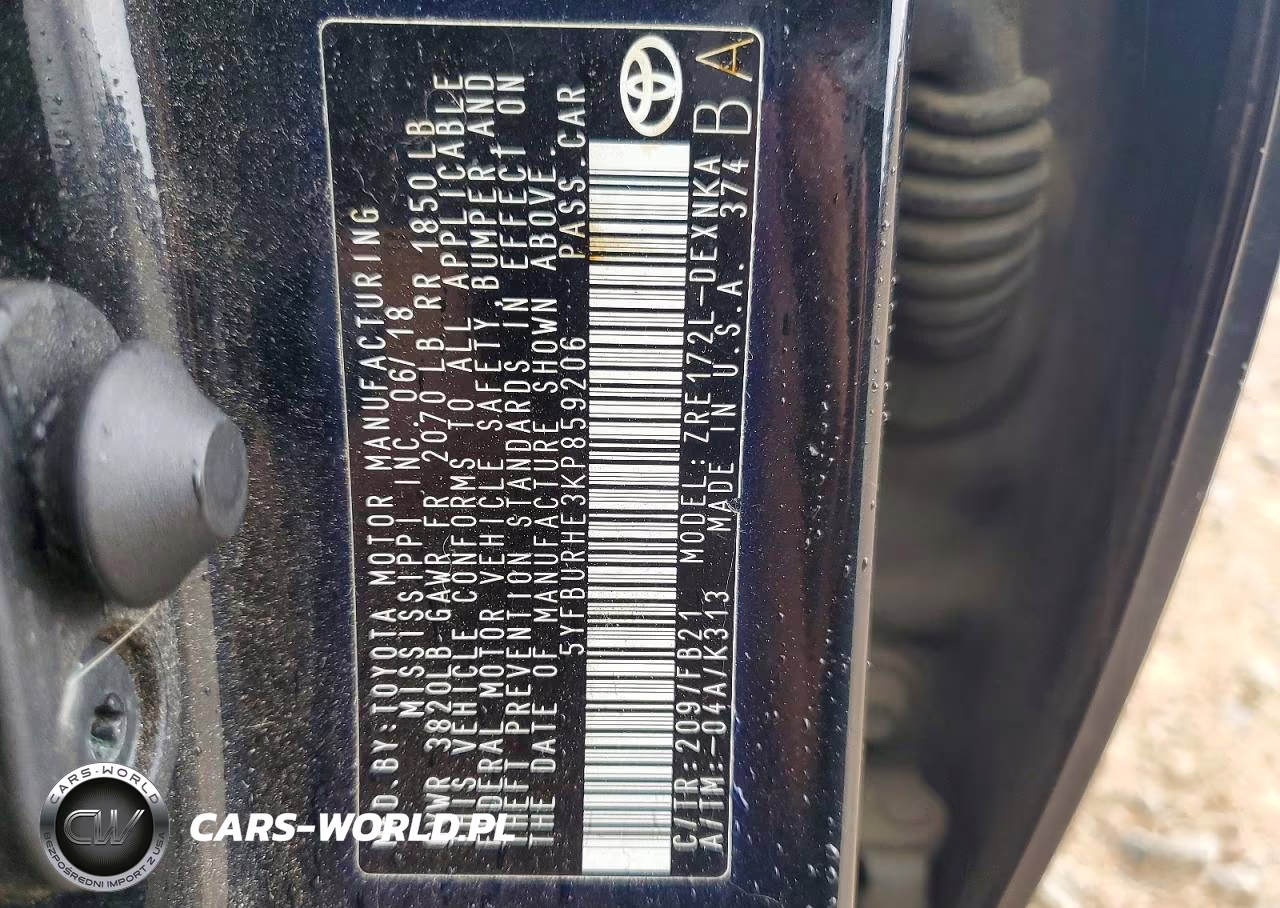 2019 Toyota Corolla Le VIN:5YFBURHE3KP859206 - 12