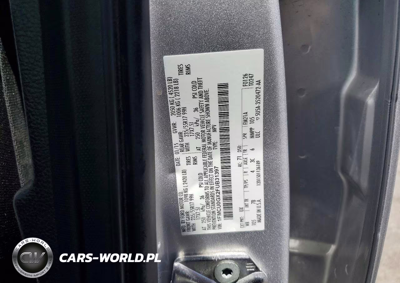 2015 Ford Escape Se VIN:1FMCU0GX2FUB31397 - 12