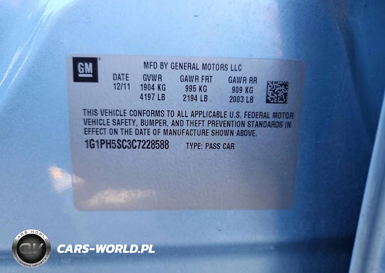 2012 Chevrolet Cruze Ltz VIN:1G1PH5SC3C7228588 - 12