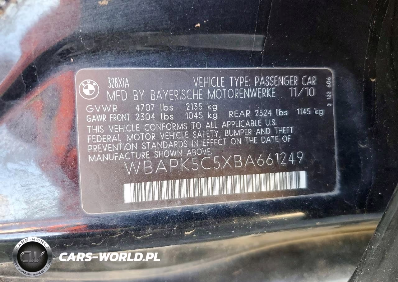 2011 BMW 328 Xi Sulev VIN:WBAPK5C5XBA661249 - 12