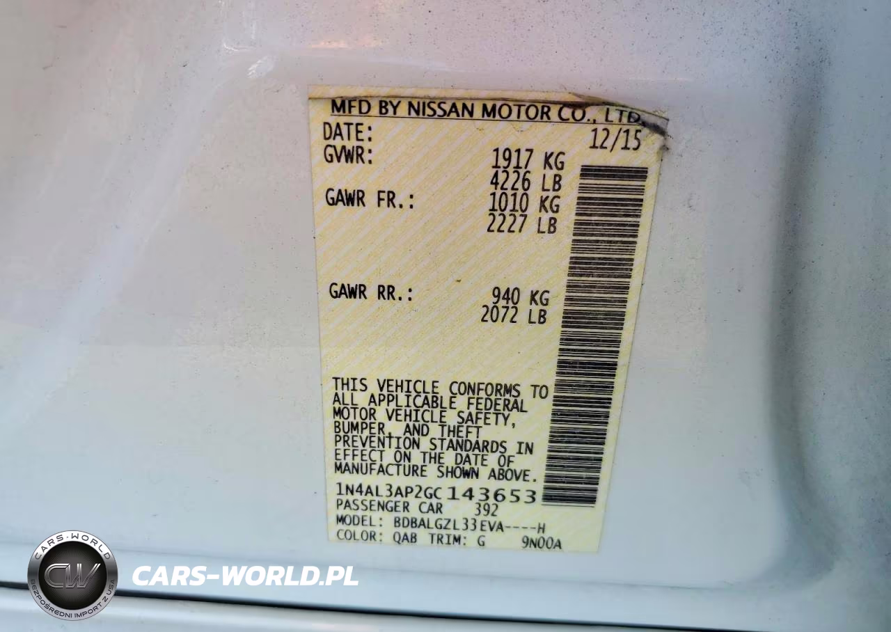 2016 Nissan Altima 2.5 S VIN:1N4AL3AP2GC143653 - 12