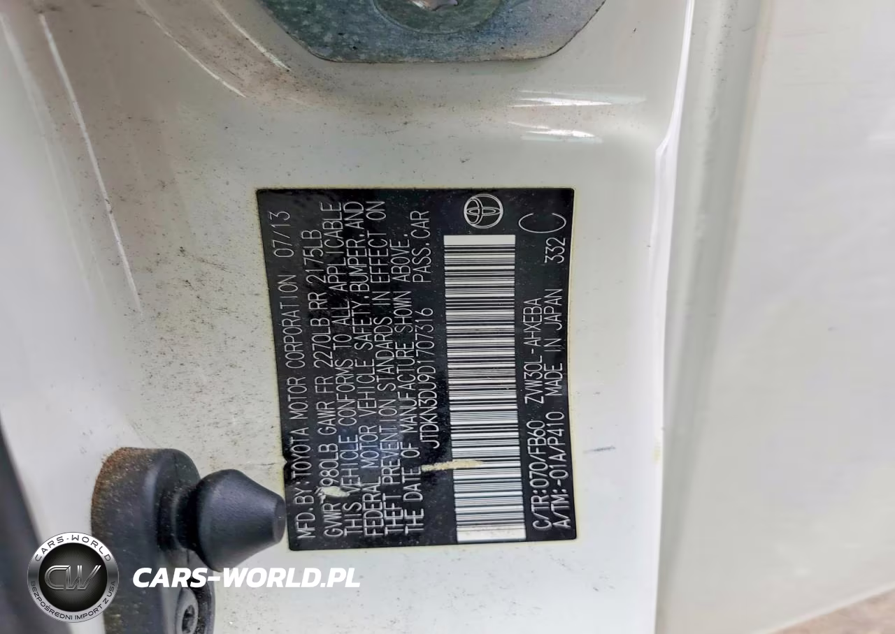 2013 Toyota Prius One VIN:JTDKN3DU9D1707316 - 12