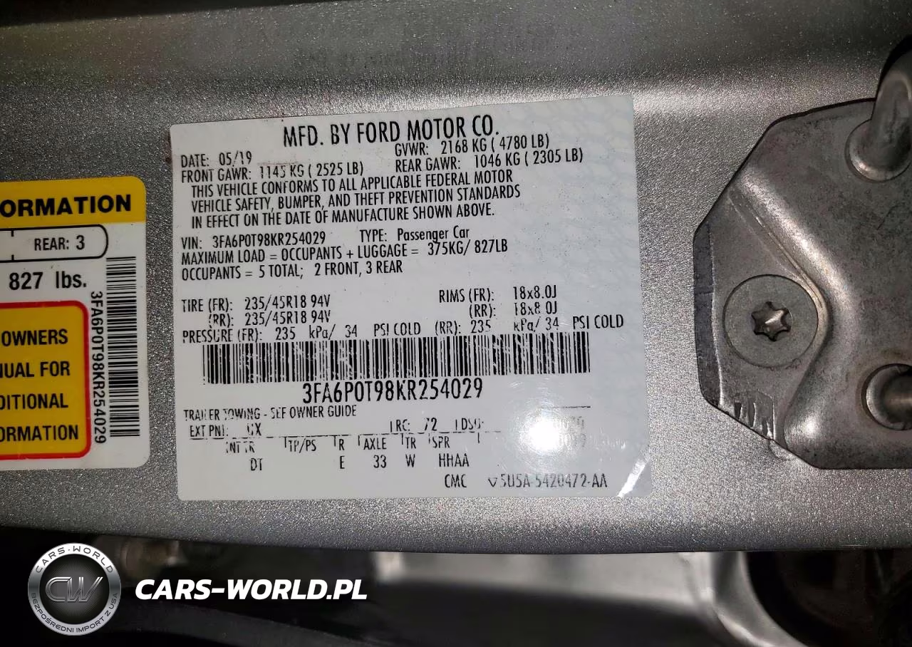 2019 Ford Fusion Se VIN:3FA6P0T98KR254029 - 12