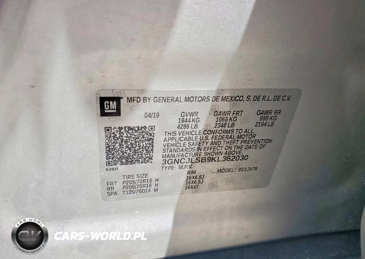 2019 Chevrolet Trax 1Lt VIN:3GNCJLSB9KL362030 - 13
