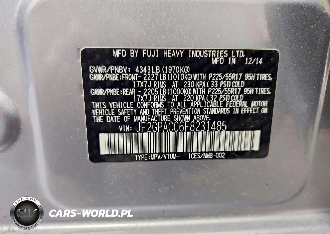 2015 Subaru Xv Crosstrek 2.0 Premium VIN:JF2GPACC6F8231485 - 12
