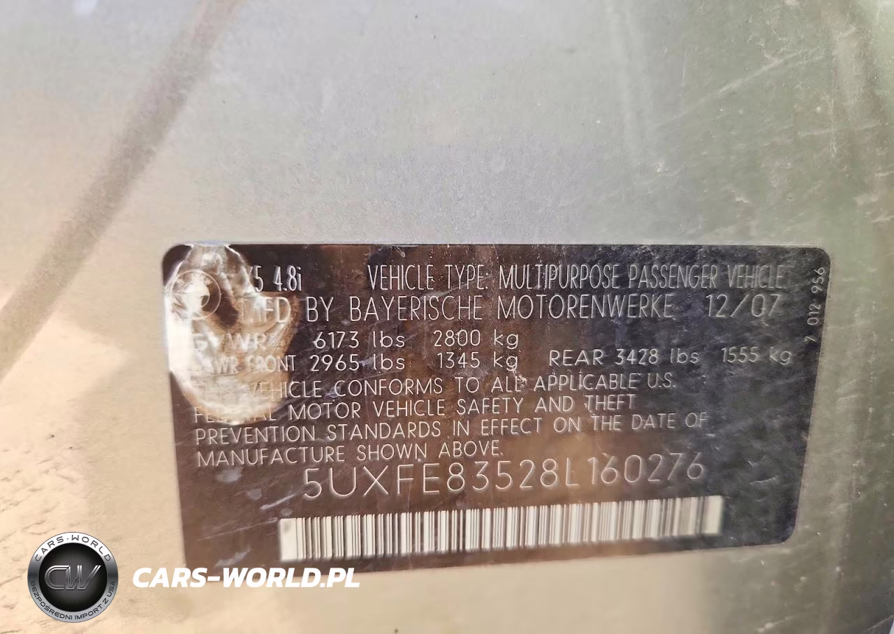 2008 BMW X5 4.8I VIN:5UXFE83528L160276 - 14